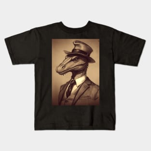 Cool Dragon in Suit and Hat Kids T-Shirt